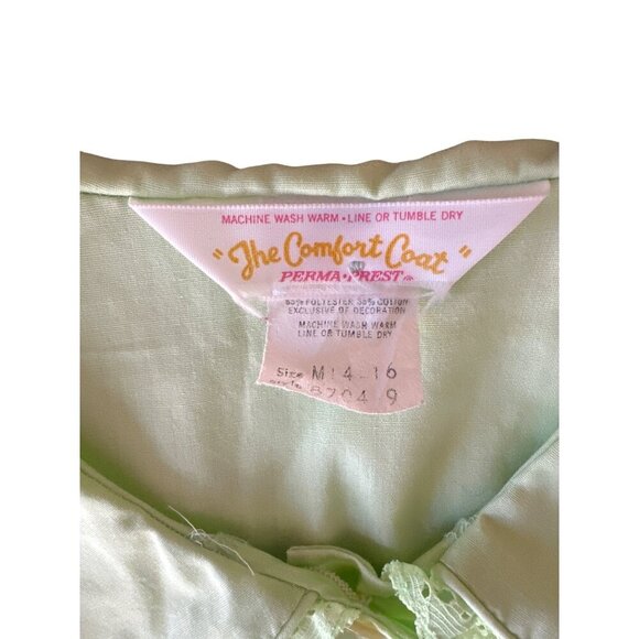 Vintage "The Comfort Coat" Embroidered Sleeveless Nightgown Medium Green & White - Picture 3 of 5